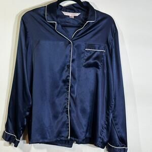 Victoria's Secret Navy Blue Satin Feel Pajama Set Women's Size Medium M